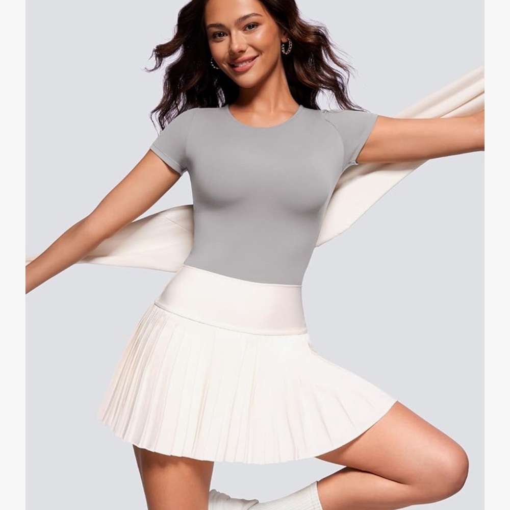 CRZ YOGA Gray and White Athletic Dress